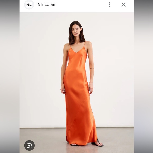 Nili Lotan Cami Silk Gown (Tangier Orange) - Picture 1 of 2